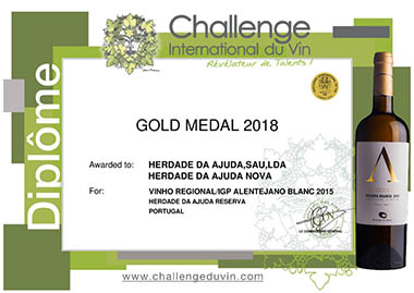 MEDALHA DE OURO 2018 - BRANCO 2015 Concurso 2018 Vinhos de Portugal 